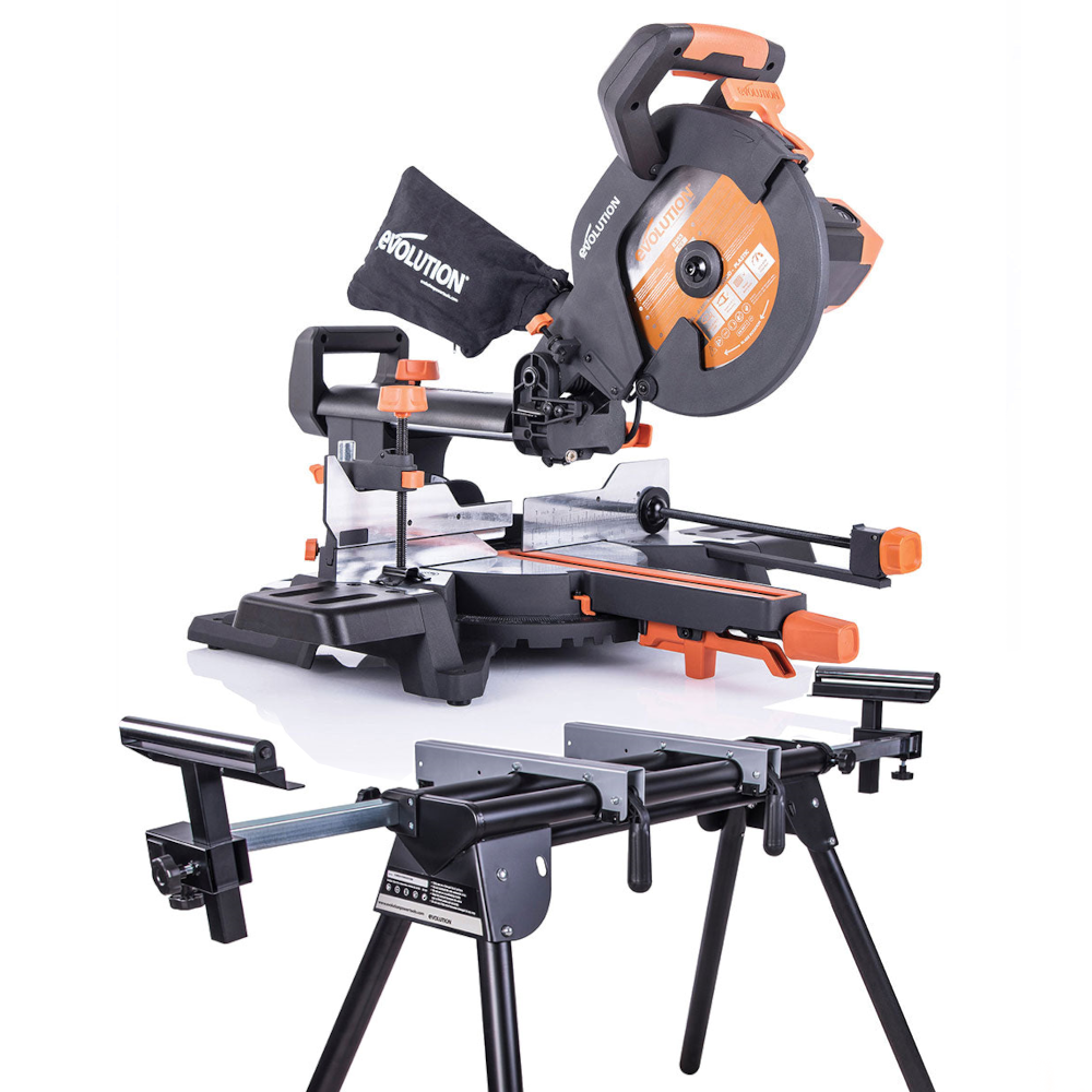 Scie à onglet radiale Evolution R255SMS+ 255 mm avec support